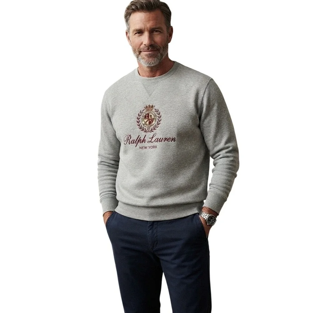 Polo Ralph Lauren Unisex Grey Crest Logo Crewneck Sweatshirt 2XB NWOT